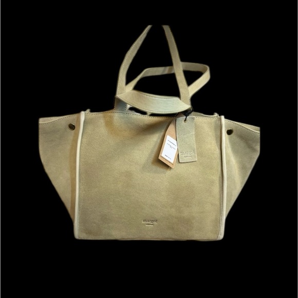💚💚 NWT- MARGOT NEW YORK Viral JAMEE Double Handle Suede Shoulder Bag Tote💚💚 - Picture 1 of 15